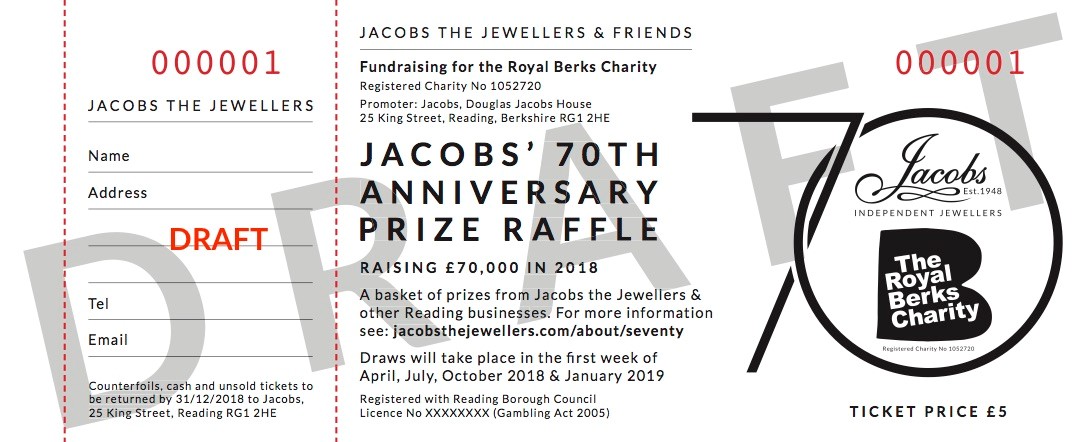 Draft of the Jacobs’ 70th Anniversary Raffle Ticket