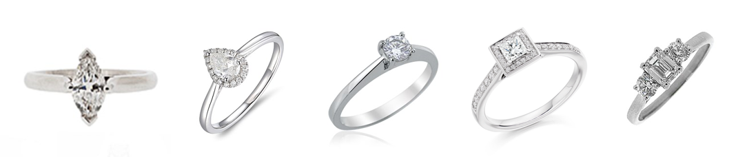 Various Diamond Engagement Rings Geometric Forms