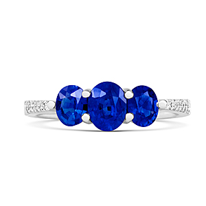 18ct White Gold TIVON 1.46ct Sapphire + 0.06ct Diamond Ring