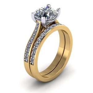 Bespoke Design Gold Diamond Engagement and Wedding Ring